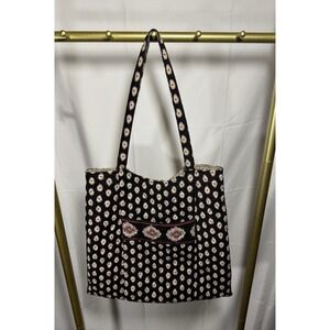 Vera Bradley Classic  Black Magnetic Snap Closure Tote Bag